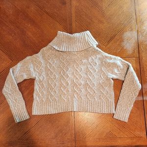 Cropped Cable Knit Turtleneck Sweater